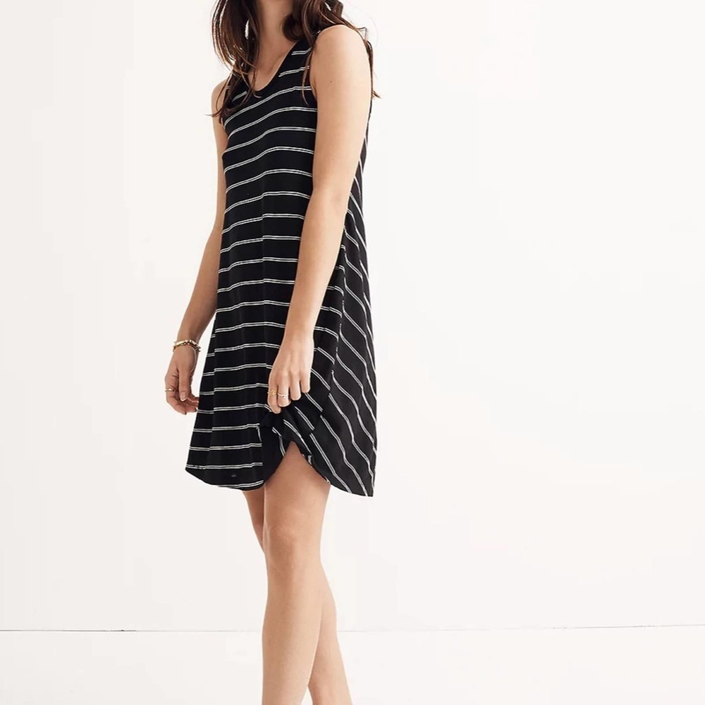 Madewell Highpoint Tank Dress in Hosta Stripe black/white size XS
